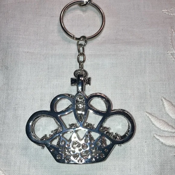 NWOT CROWN KEY CHAIN with clear and pink rhinestones on st $29 - Picture 3 of 6